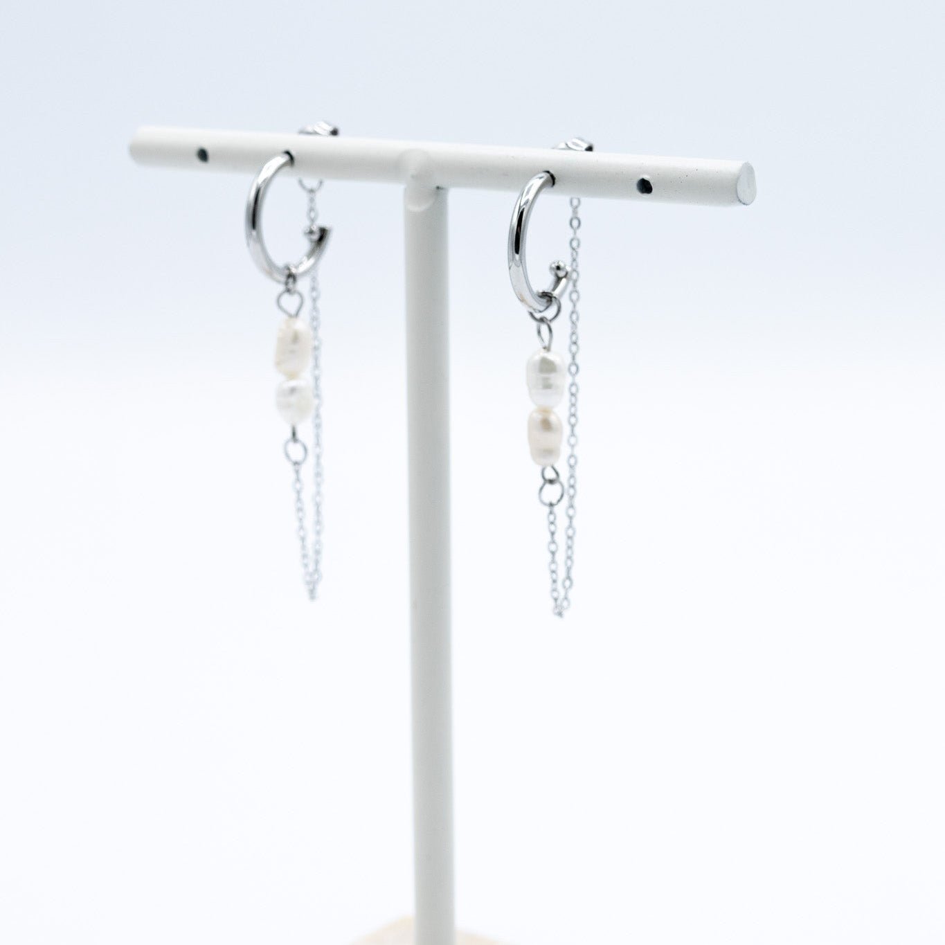 Pearl Drop Chain Earrings